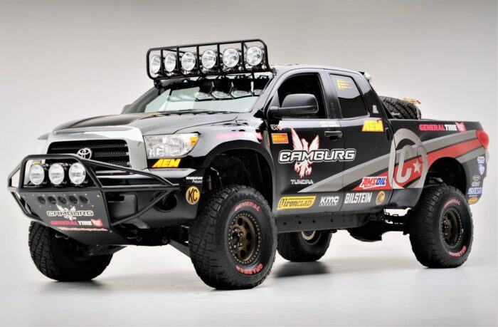 Toyota Tundra by Camburg outfitted with lights, bumpers and race suspension parts