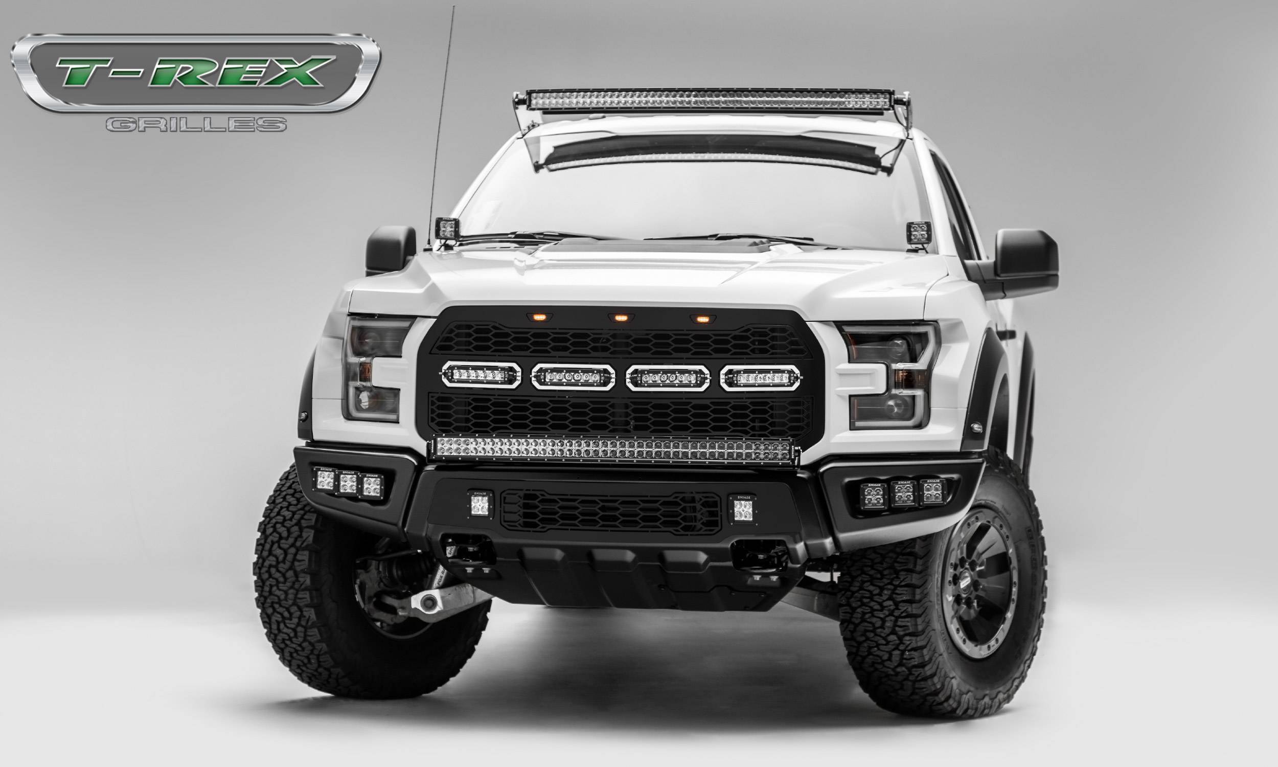 T-Rex Grille On a White Ford Raptor